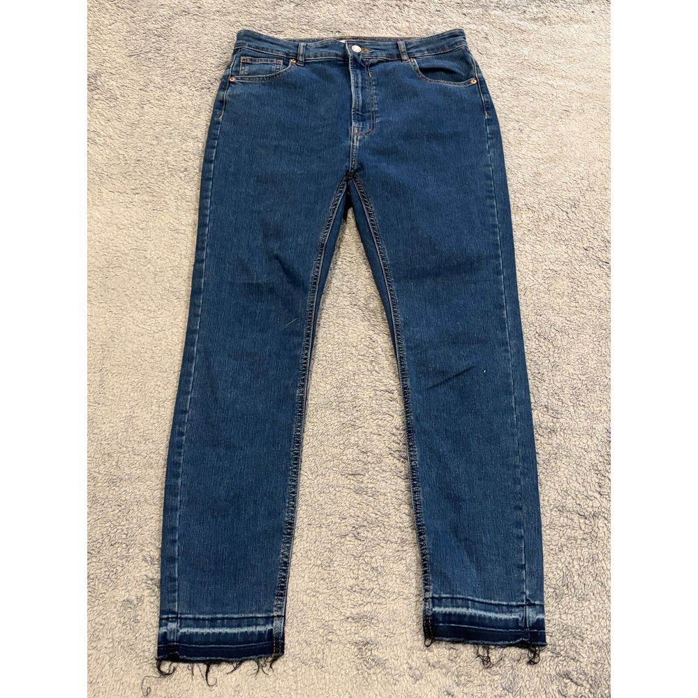 Bershka Jeans Womens 12 Blue Denim Distressed High-Rise Skinny Ankle Stretch